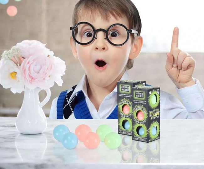 Набор из трёх флуоресцентных липких мячиков-антистресс 9b2 Lumi Balls 3-Pack